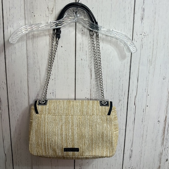 Steve Madden Woven Purse with Leather Straps Tan and Brown - Picture 2 of 12